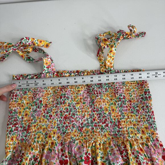 J.Crew Floral Smocked Tie Shoulder Top Womens Large Pink Peplum Resort Vacation - Picture 7 of 11